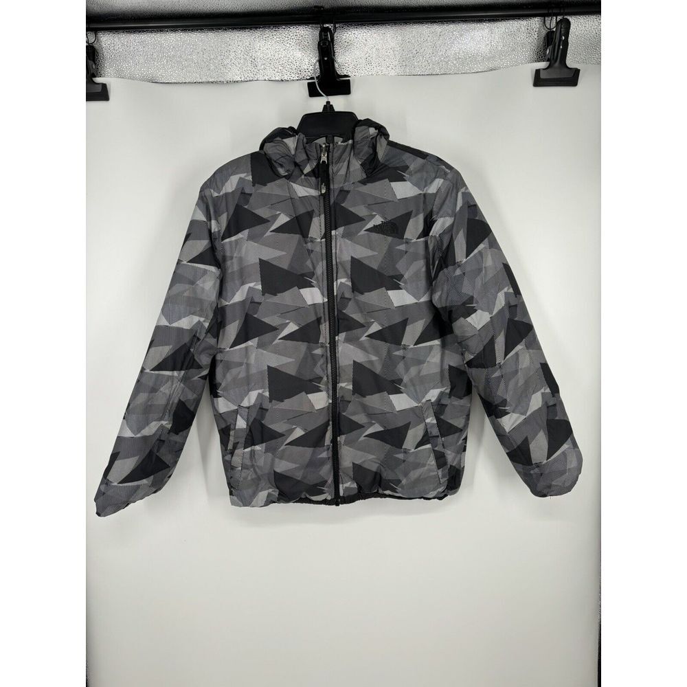 North Face Boys Kids Grey Geometric Hooded Jacket Boys XL